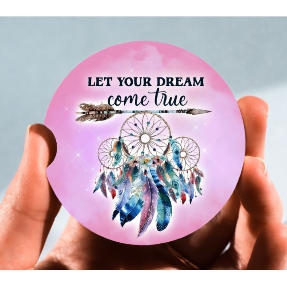 Set of‎ 2 Car Coasters, Let Your Dream Come True Coaster, Neoprene Car Coaster